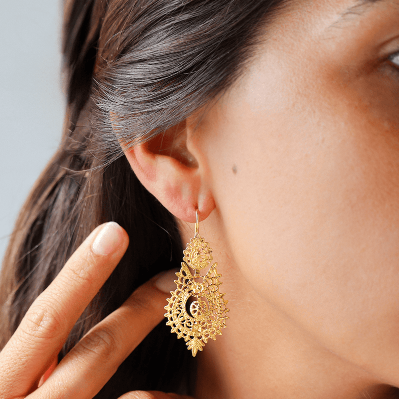 Brincos Rainha em Ouro 19kl (4.5cm) - Loja do Ouro