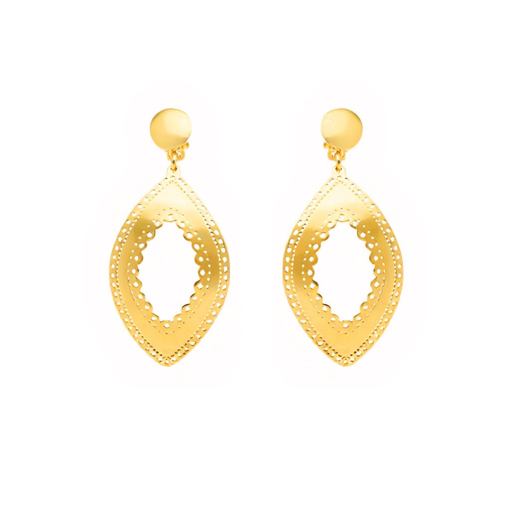 Brincos Reflexo II em Prata Dourada (4.7cm) - Loja do Ouro