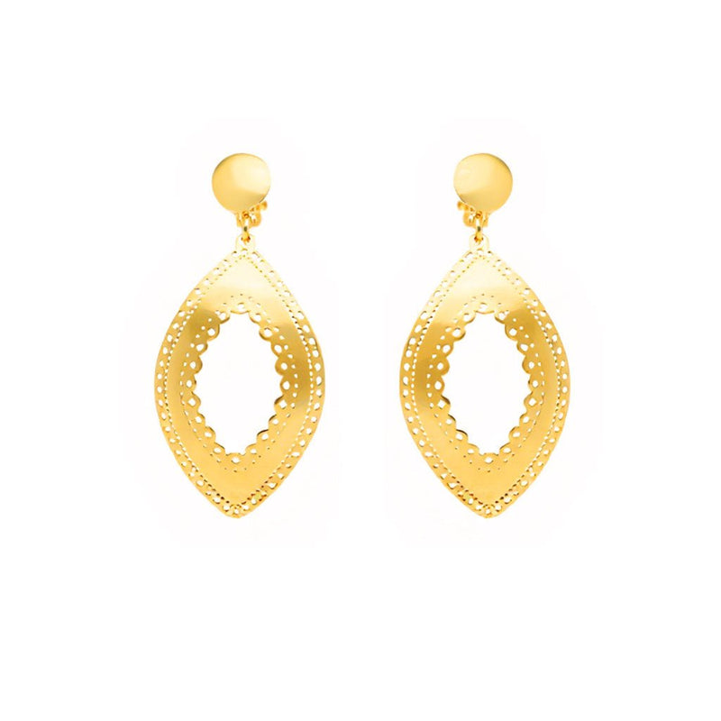 Brincos Reflexo II em Prata Dourada (4.7cm) - Loja do Ouro