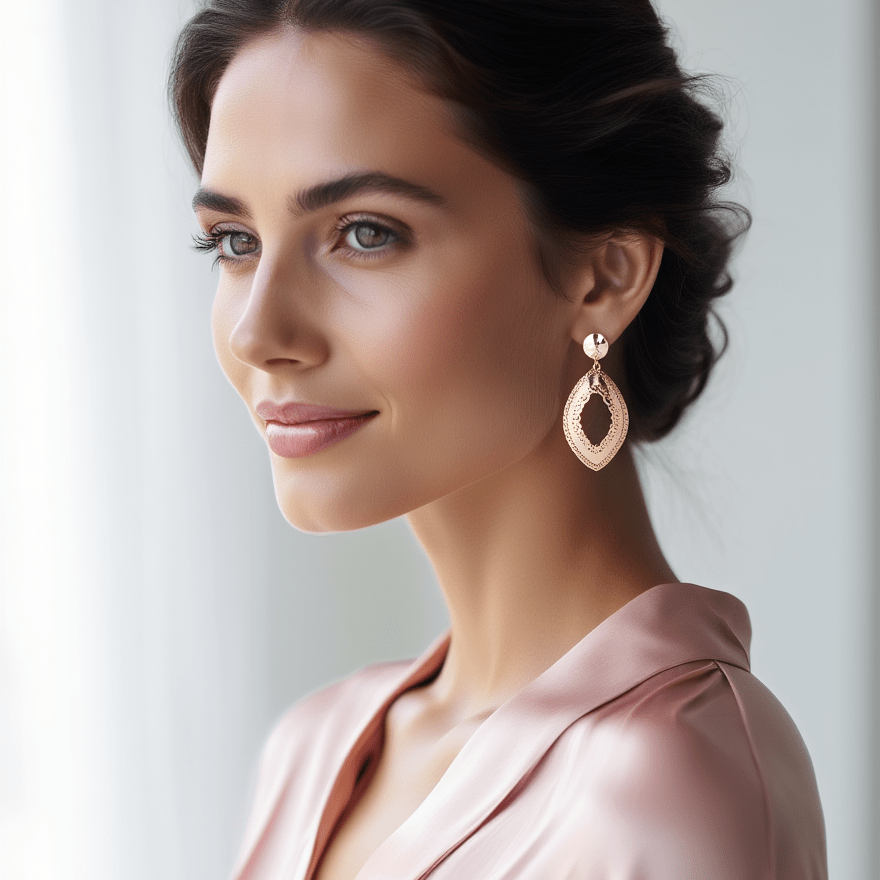 Brincos Reflexo II em Prata Dourada (4.7cm) - Loja do Ouro