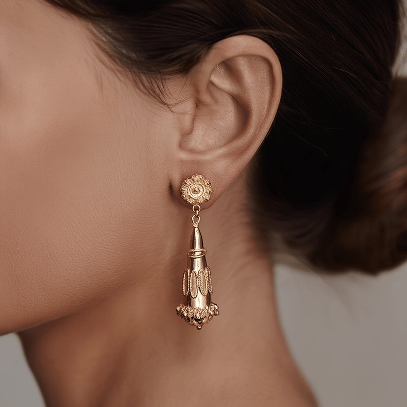 Brincos Renda de Luz em Prata Dourada (5cm) - Loja do Ouro