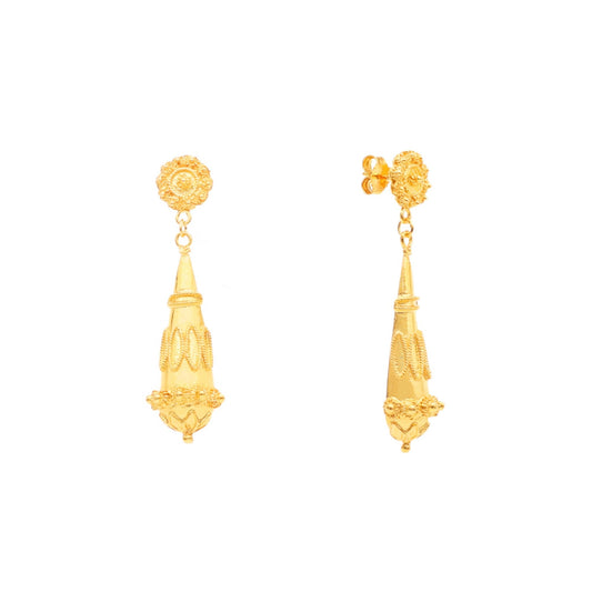 Brincos Renda de Luz em Prata Dourada (5cm) - Loja do Ouro