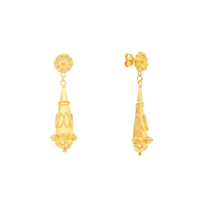 Brincos Renda de Luz em Prata Dourada (5cm) - Loja do Ouro