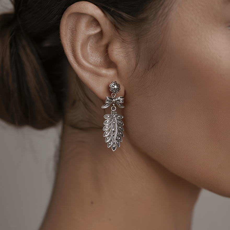 Brincos Saudade em Prata (4cm) - Loja do Ouro