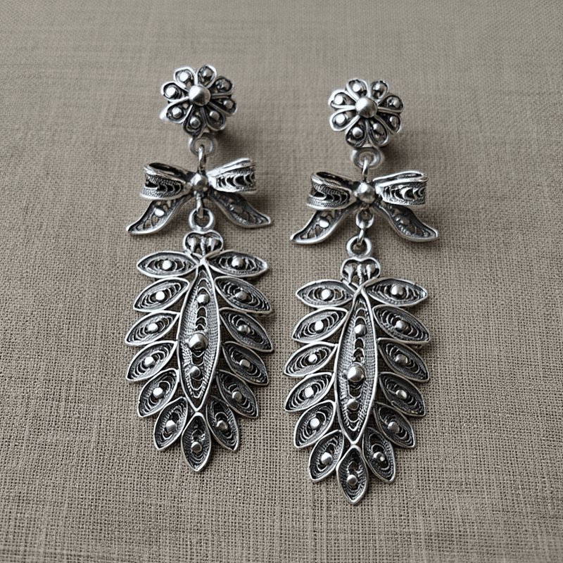 Brincos Saudade em Prata (4cm) - Loja do Ouro