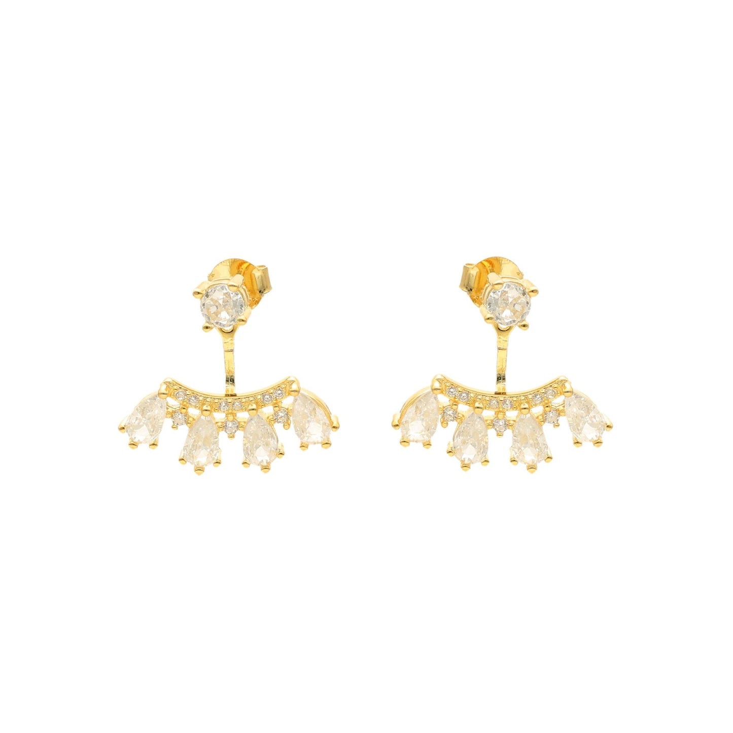 Brincos Selene em Prata Dourada com Pendentes e Zircónias - Loja do Ouro