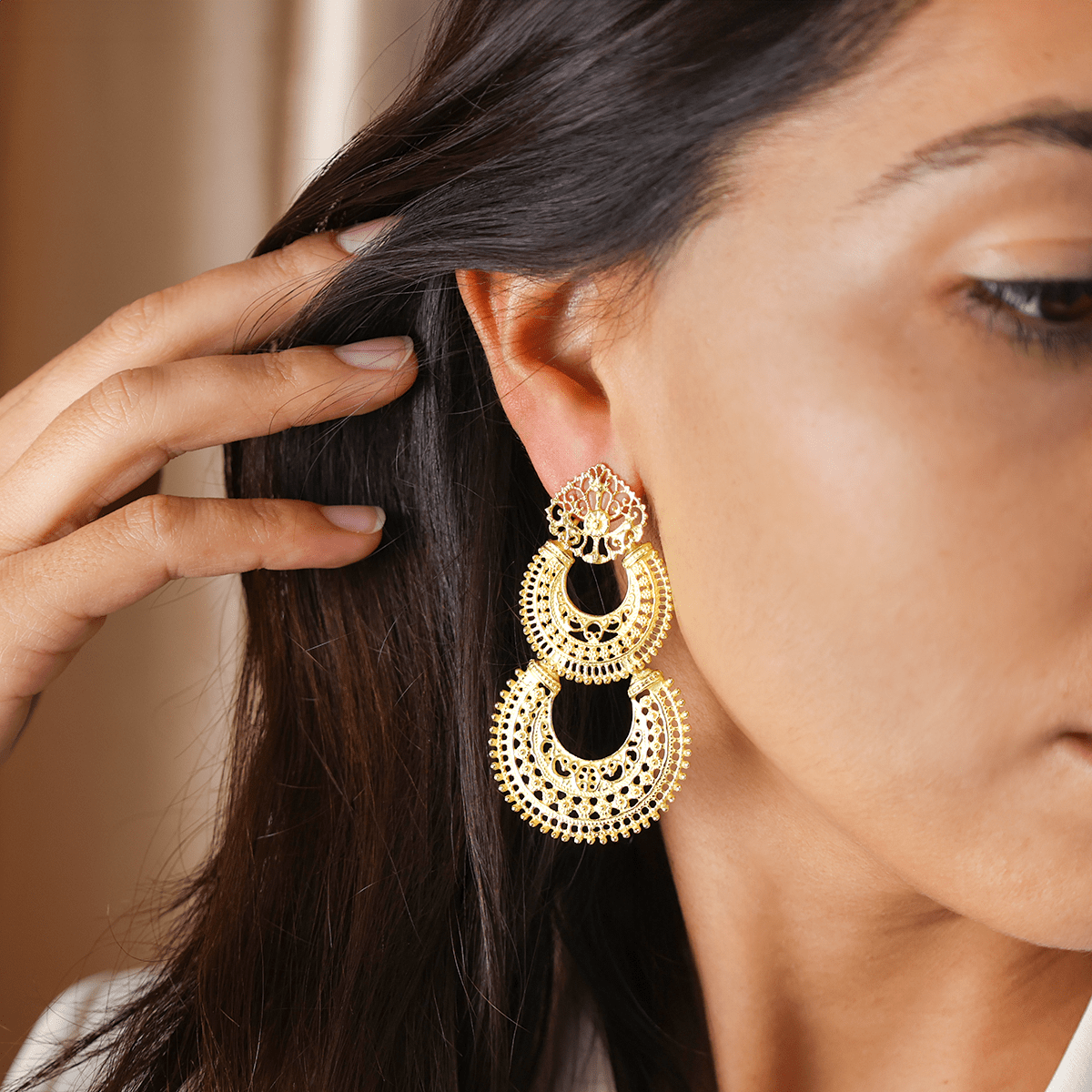Pendientes Solaris en plata chapada en oro - Gold Store Premium