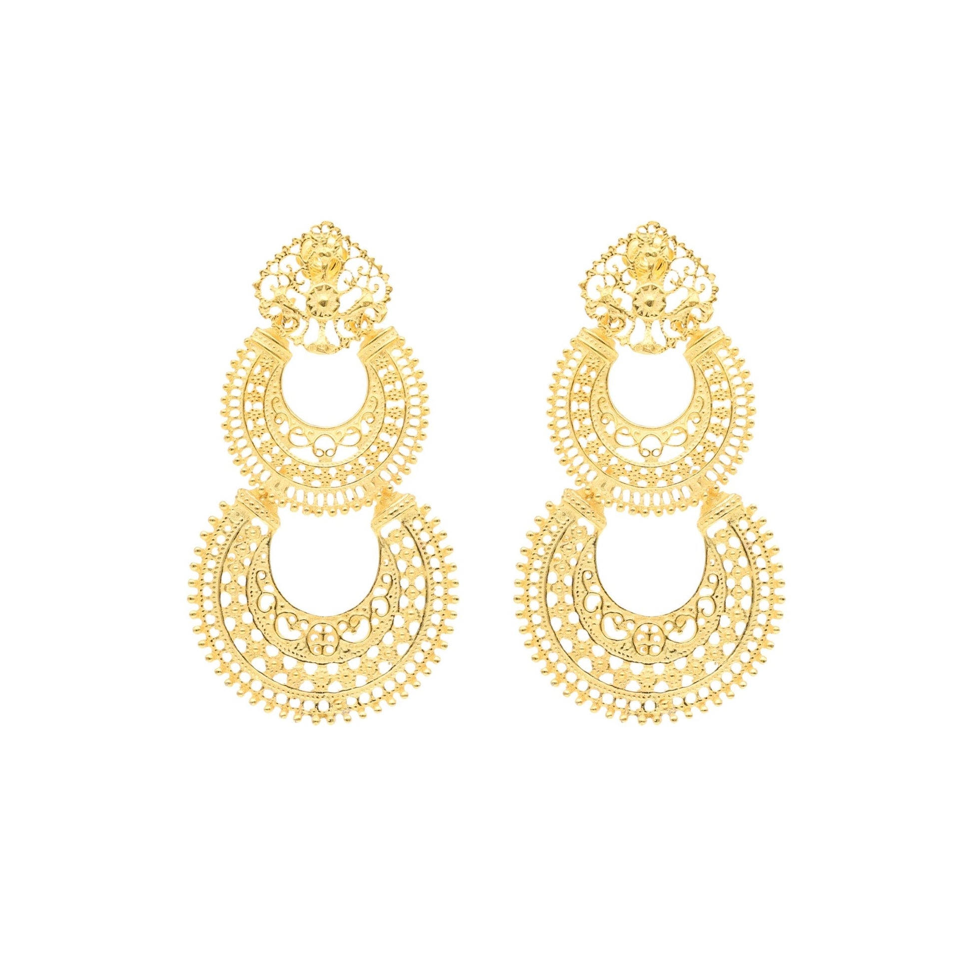 Brincos Solaris em Prata Dourada - Loja do Ouro