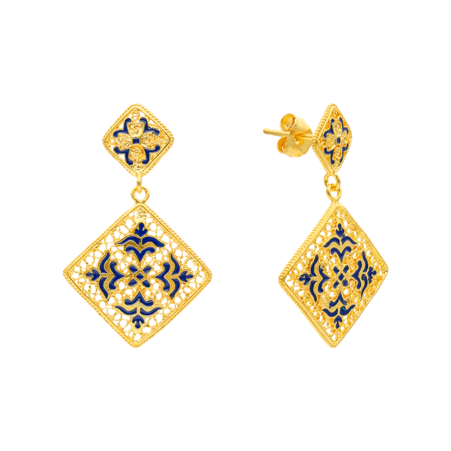 Brincos Sonhos de Alfama em Prata Dourada - Loja do Ouro