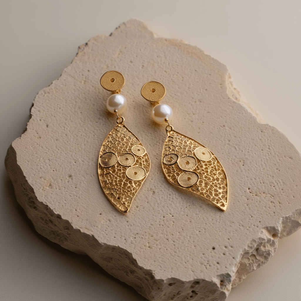 Brincos Sopro de Viana em Prata Dourada (6.2cm) - Loja do Ouro