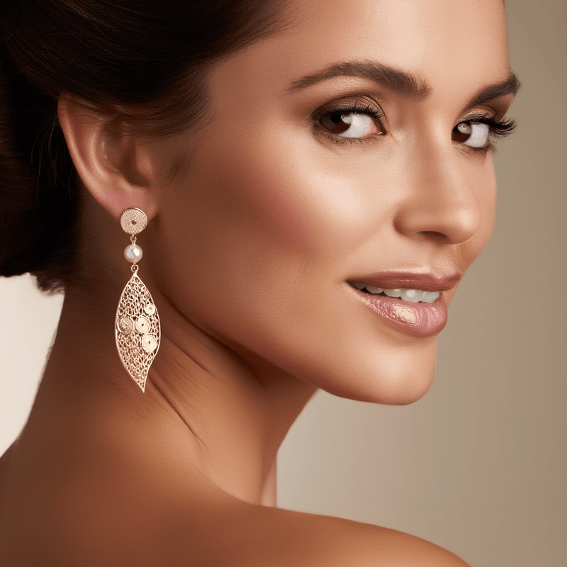 Brincos Sopro de Viana em Prata Dourada (6.2cm) - Loja do Ouro