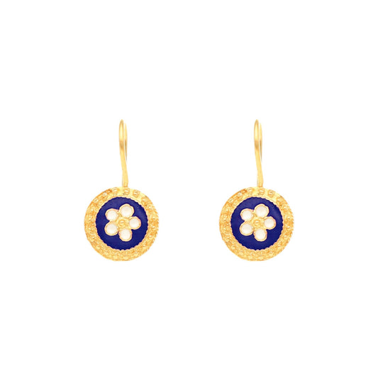 Brincos Tradição com Caramujos em Prata e Motivos Florais (Azul) - Loja do Ouro