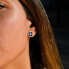 Brincos Tradição em Prata Dourada e Esmalte Azul (1.3cm) - Loja do Ouro