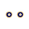 Brincos Tradição em Prata Dourada e Esmalte Azul (1.3cm) - Loja do Ouro