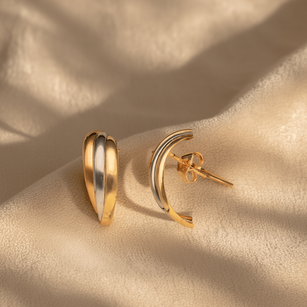 Pendientes tricolores en oro 19kl - Gold Store Premium