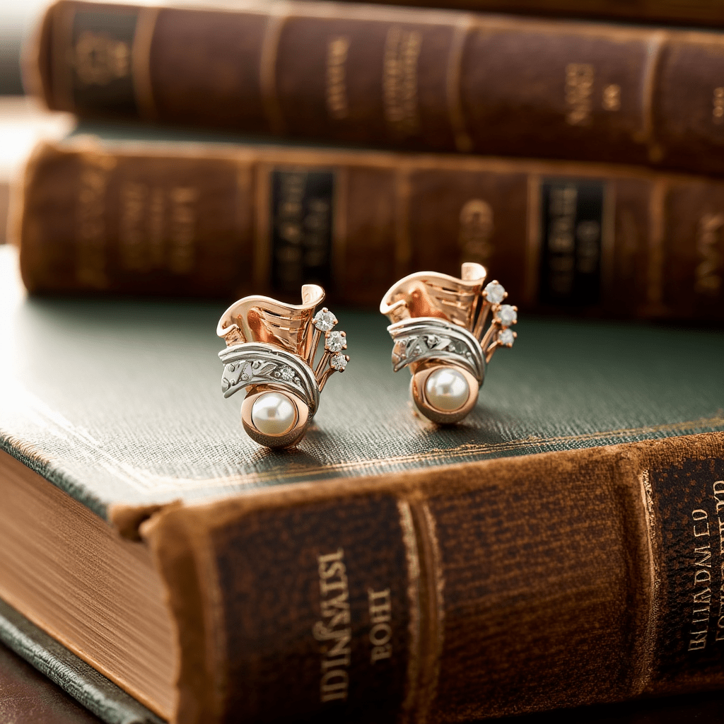 Pendientes vintage en oro 19kl con perlas y circonia (1