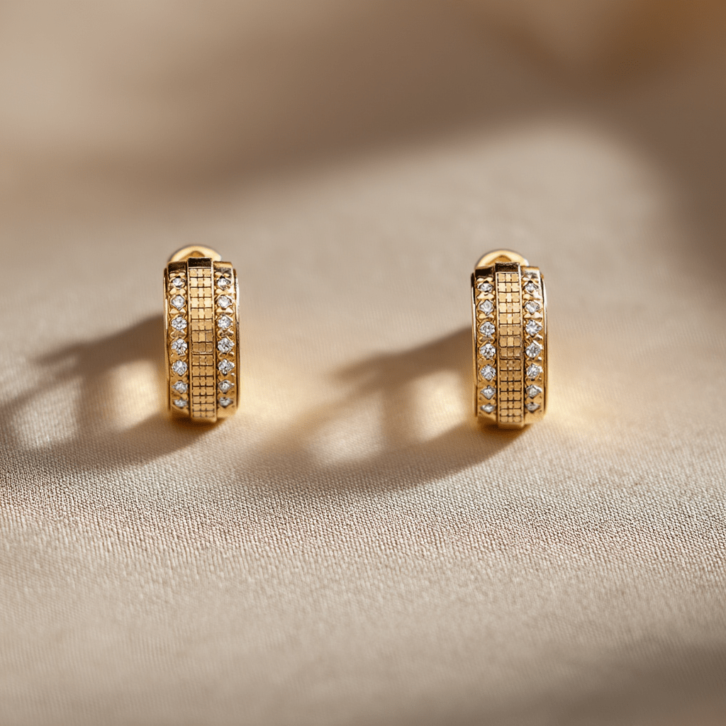 Brincos Xadrez em Ouro 19kl - Loja do Ouro