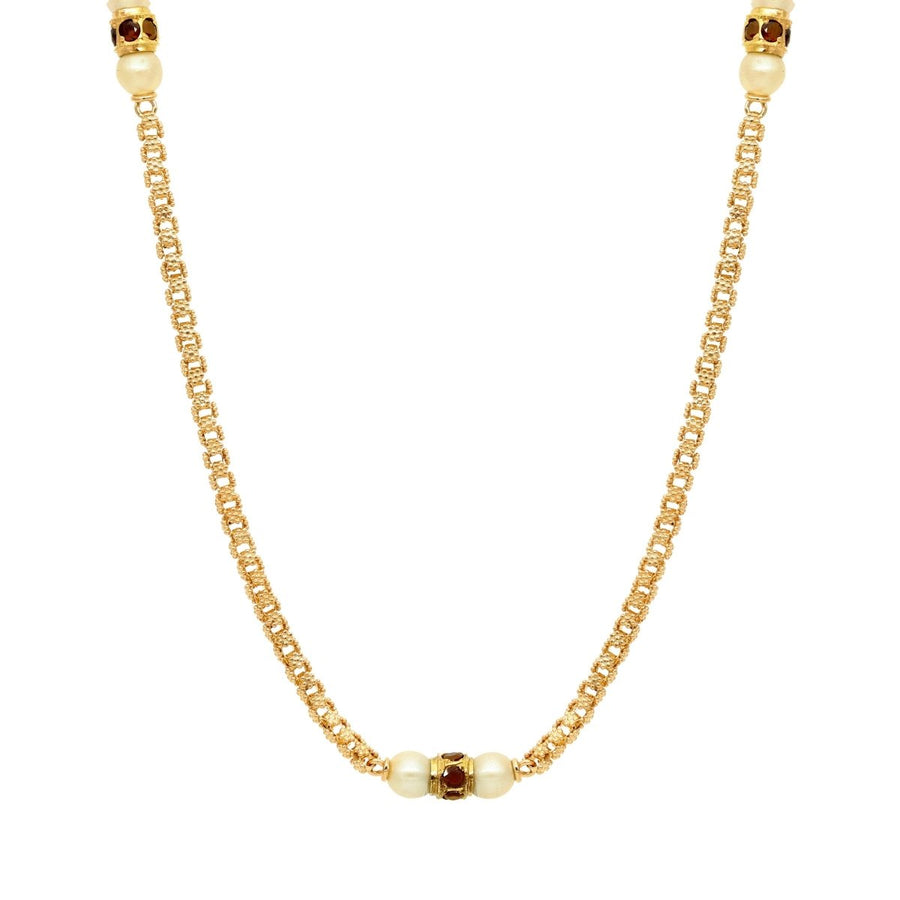 Caracoles collar en oro con perlas y granates (76cm) - Gold Store Premium