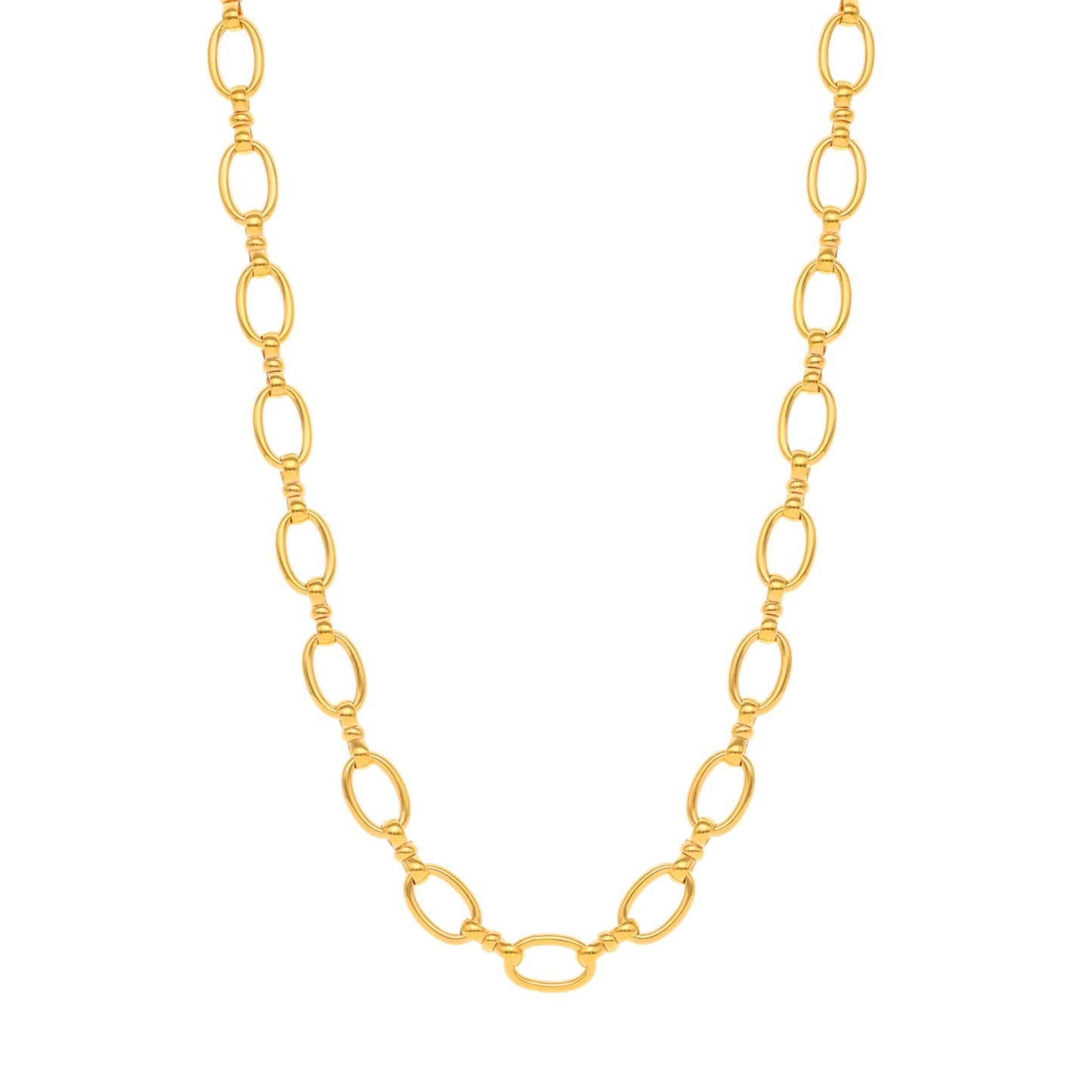 Colar em Ouro de 19kl com Elos Ovais e Traves (45.5cm) - Loja do Ouro