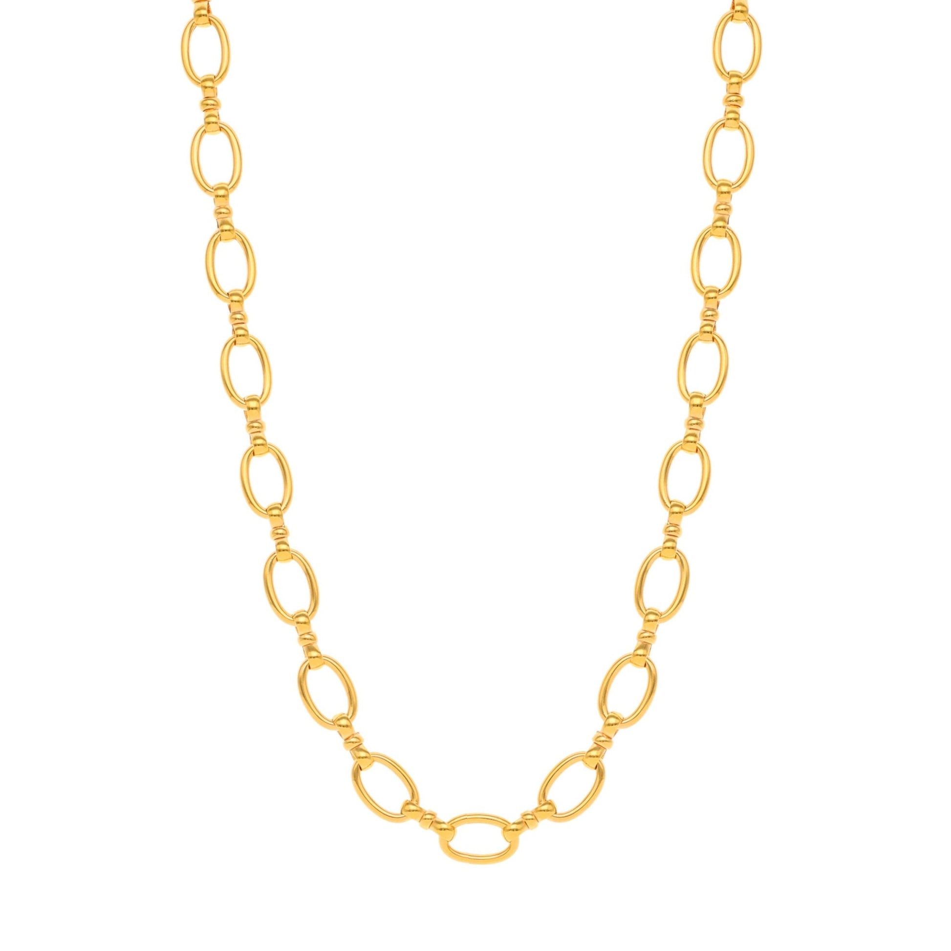 Colar em Ouro de 19kl com Elos Ovais e Traves (45.5cm) - Loja do Ouro