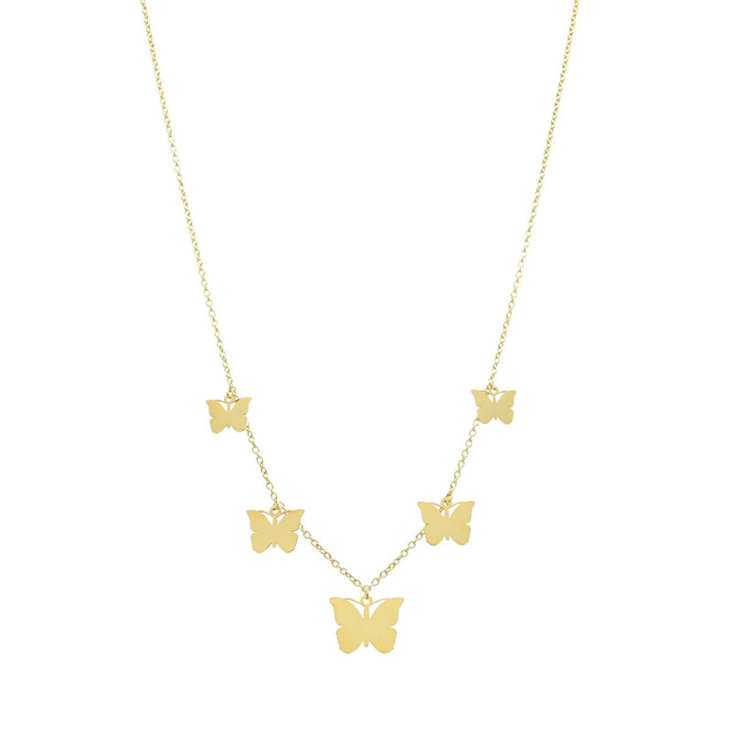 Colar em prata dourada com Borboletas - Loja do Ouro