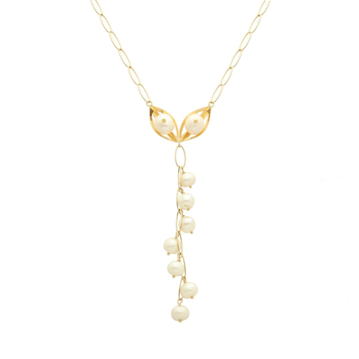 Collar Hollywood en oro 19kl con perlas - Gold Store Premium