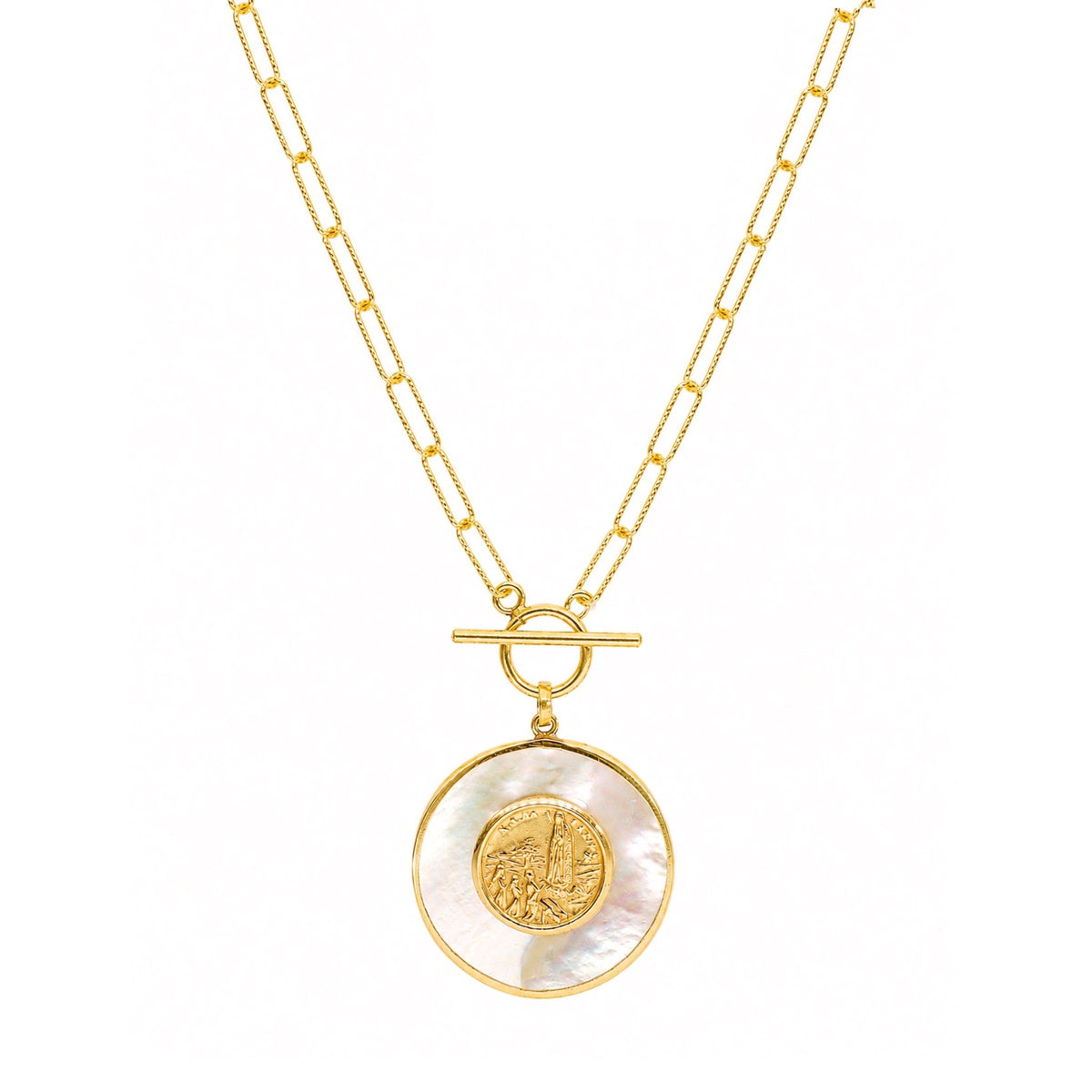 Colar Luz em Prata Dourada com Nossa Senhora e Três Pastorinhos (46cm) - Loja do Ouro