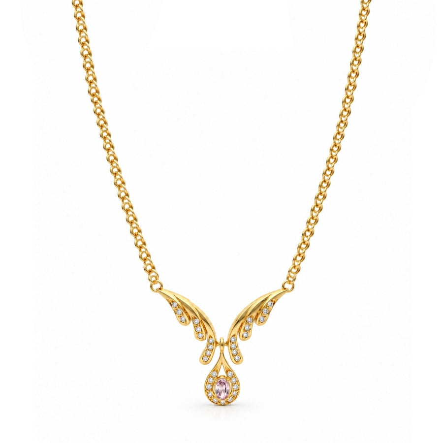 Colar Princess em Ouro 19kl com Safira Rosa e Zircónias (40cm) - Loja do Ouro