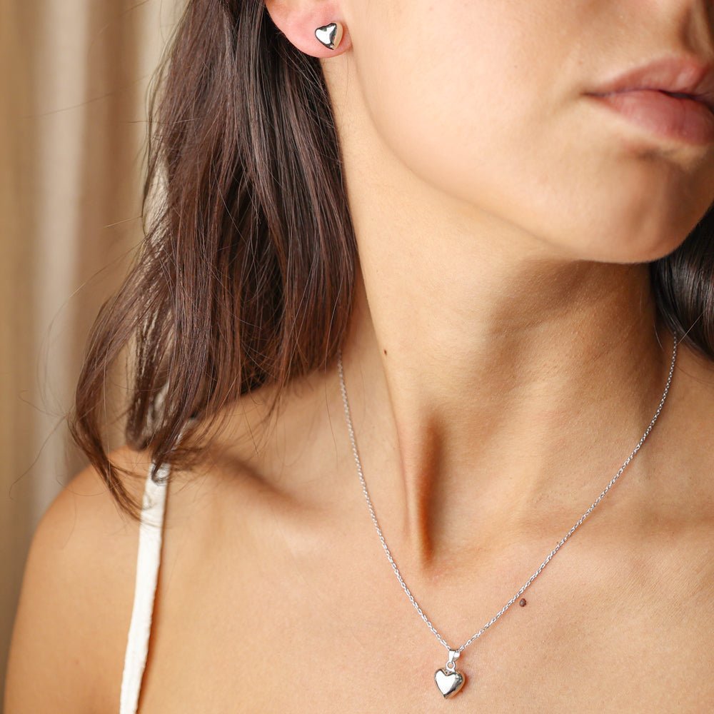 Conjunto Coração Cheio em Prata - Loja do Ouro