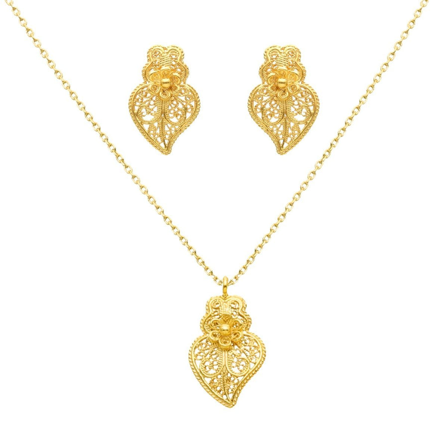 Collar y pendientes de Corazón de Viana en plata - Gold Store Premium
