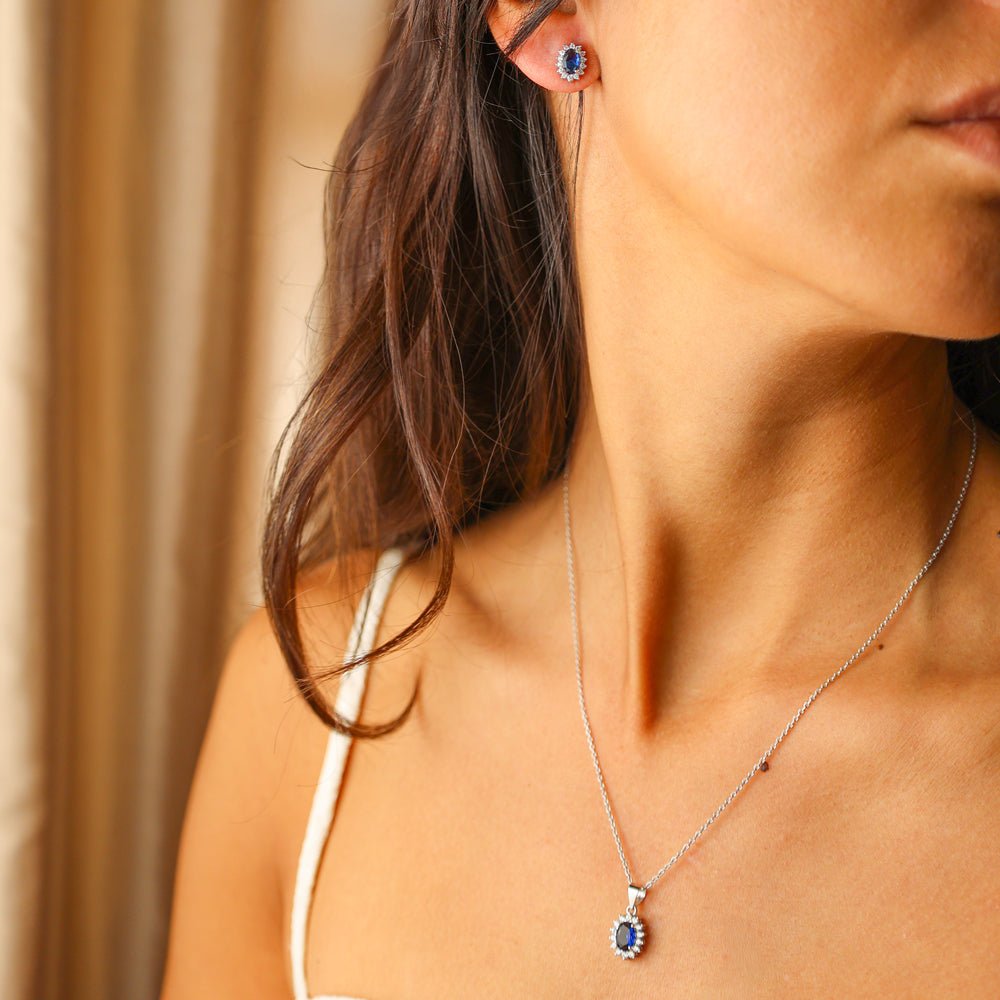 Conjunto Fio e Brincos Lady Di em Prata (43cm) - Loja do Ouro