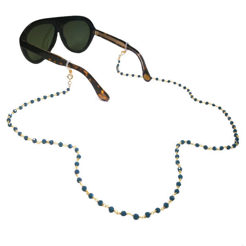 Corrente Glamour com Contas Azul Petróleo - Loja do Ouro