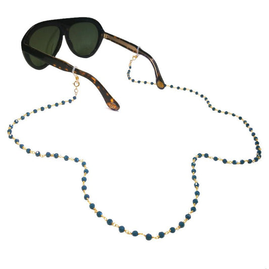 Corrente Glamour com Contas Azul Petróleo - Loja do Ouro