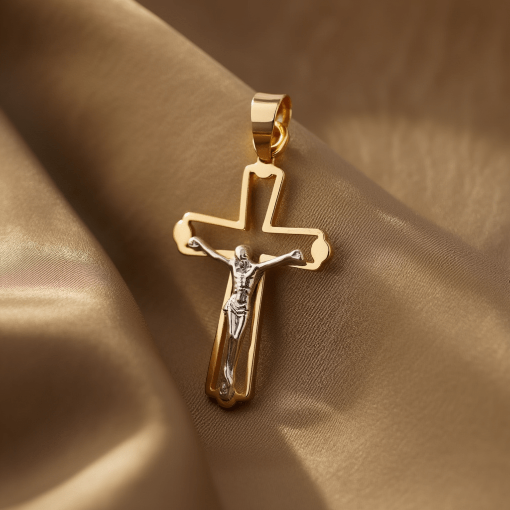 Crucifixo Bicolor em Ouro 19kl (2.87cm) - Loja do Ouro