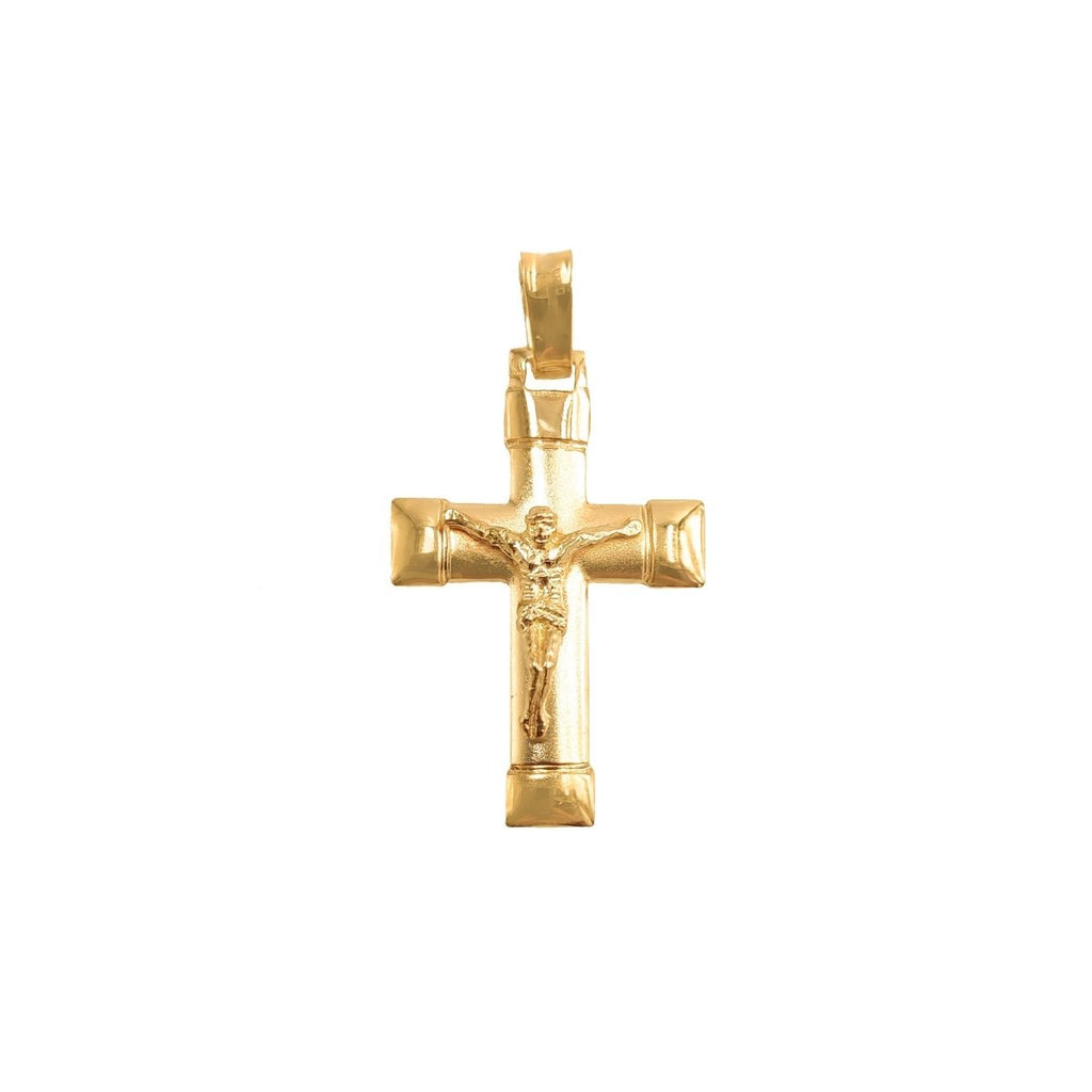 Crucifixo em Ouro com Efeito Escovado Loja do Ouro