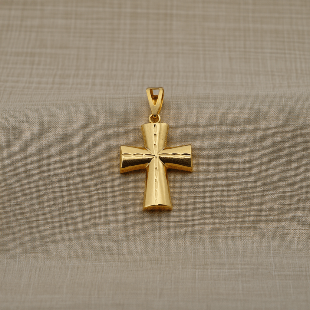 Cruz com Trabalhado em Ouro 19kl (2,1cm) - Loja do Ouro