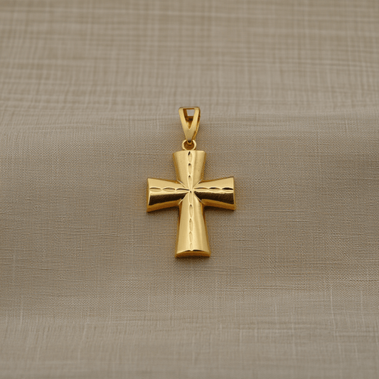 Cruz com Trabalhado em Ouro 19kl (2,1cm) - Loja do Ouro