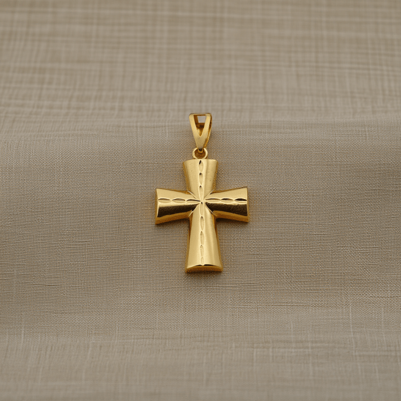 Cruz com Trabalhado em Ouro 19kl (2,1cm) - Loja do Ouro