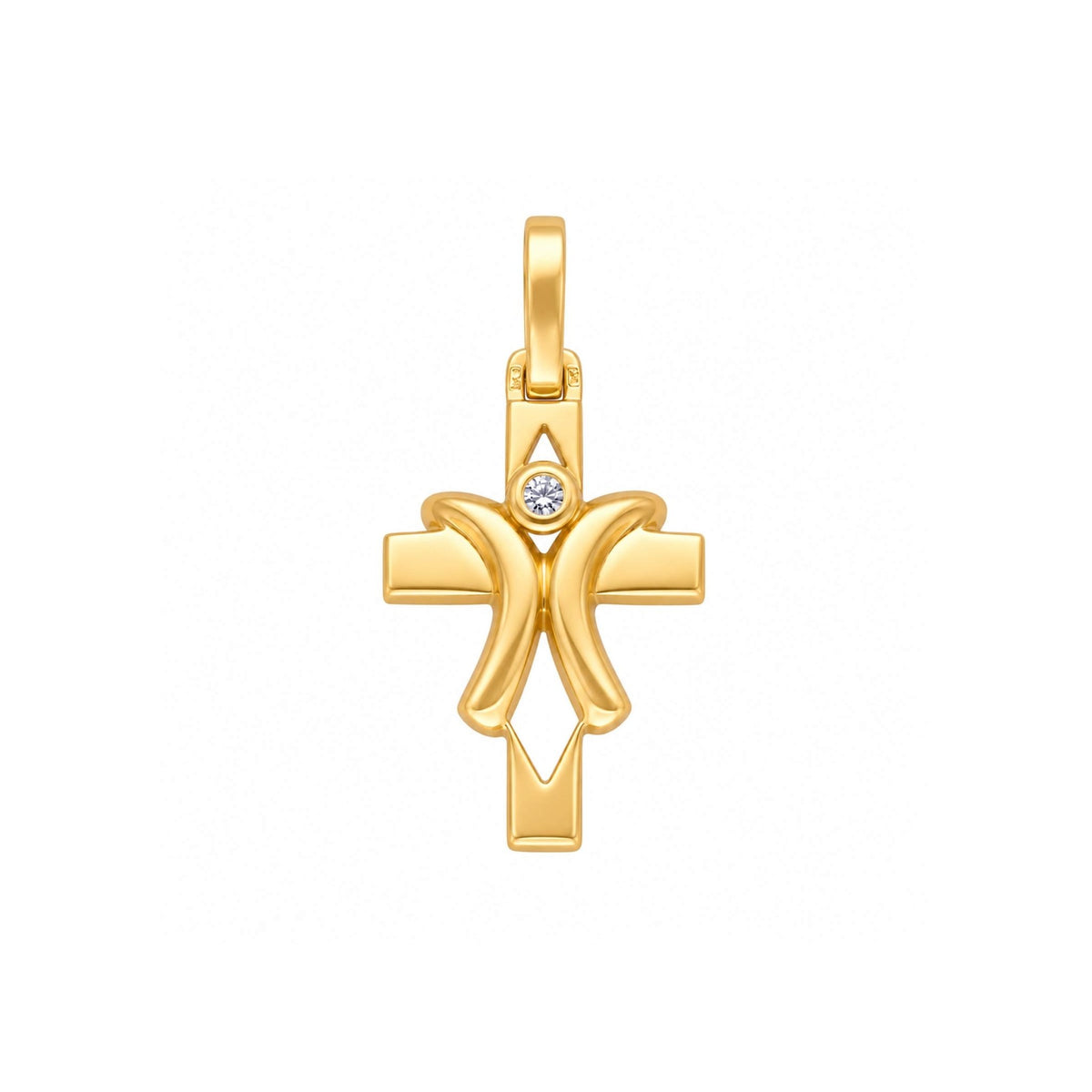 Cruz Contemporânea em Ouro 19kl com Zircónia (2cm) - Loja do Ouro