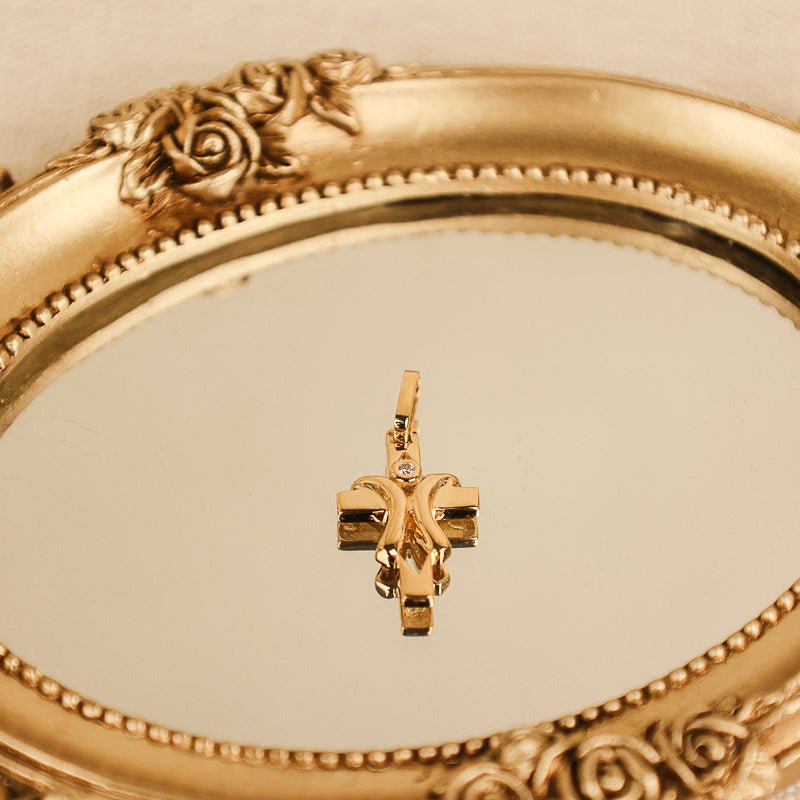 Cruz Contemporânea em Ouro 19kl com Zircónia (2cm) - Loja do Ouro