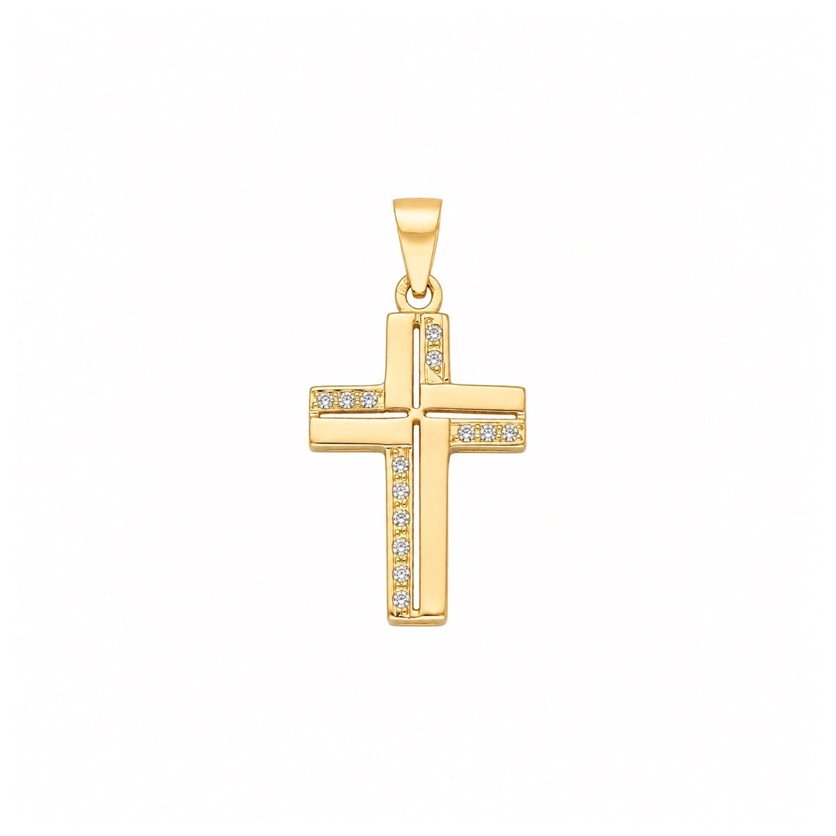 Cruz em Ouro 19kl com Zircónias (2.2cm) - Loja do Ouro