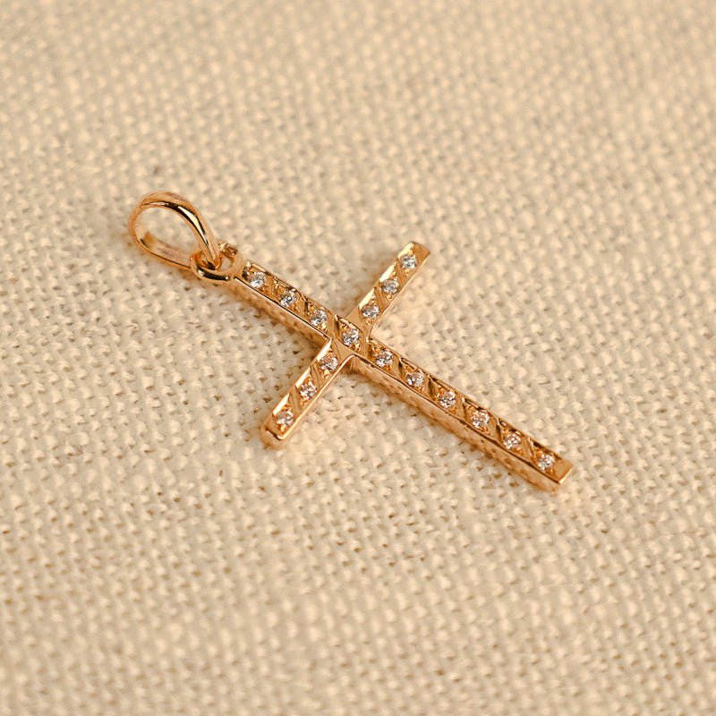 Cruz em Ouro 19kl com Zircónias (2.71cm) - Loja do Ouro