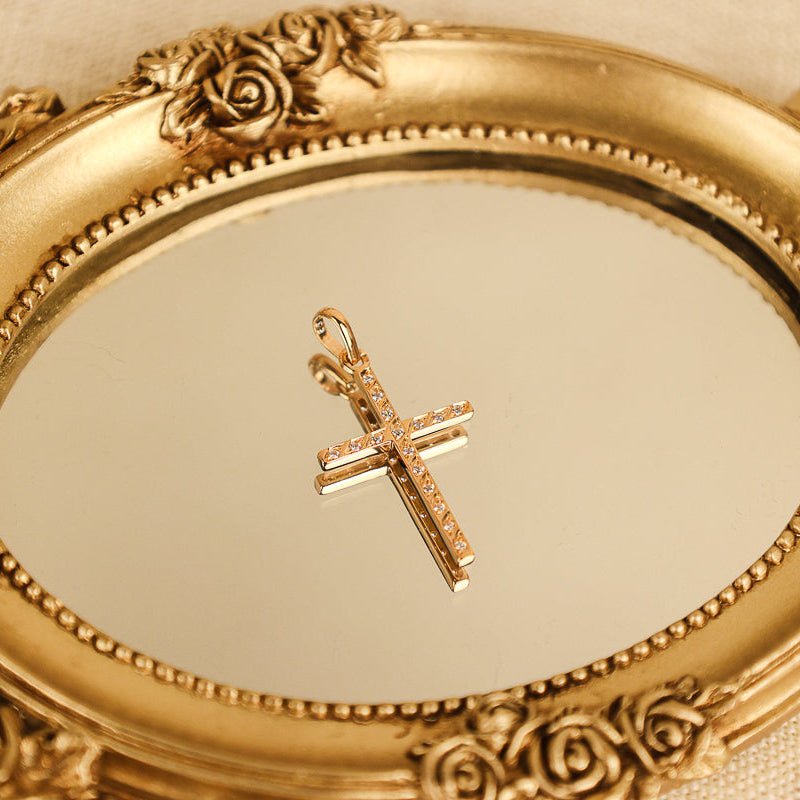 Cruz em Ouro 19kl com Zircónias (2.71cm) - Loja do Ouro