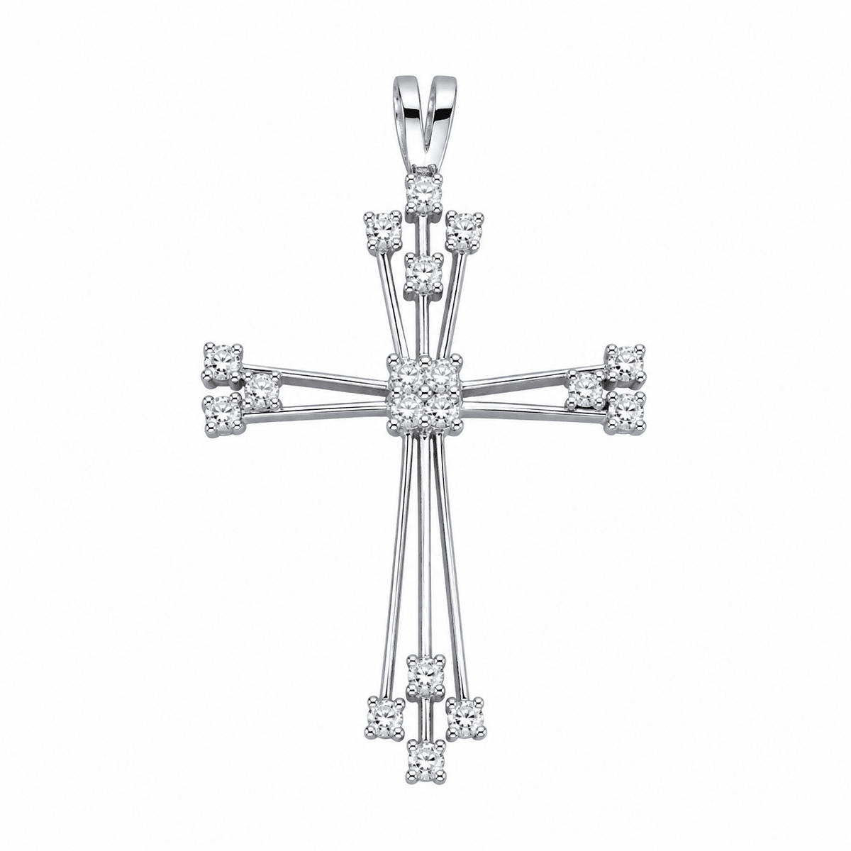 Cruz em Ouro Branco de 19kl com Zircónias (4.2cm) - Loja do Ouro