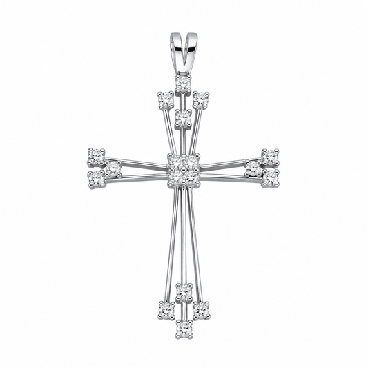 Cruz em Ouro Branco de 19kl com Zircónias (4.2cm) - Loja do Ouro