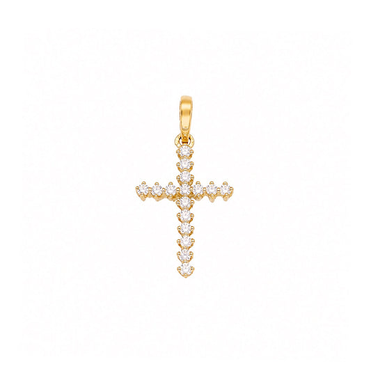 Cruz em Ouro de 19kl cravejada de Zircónias (2.27cm) - Loja do Ouro