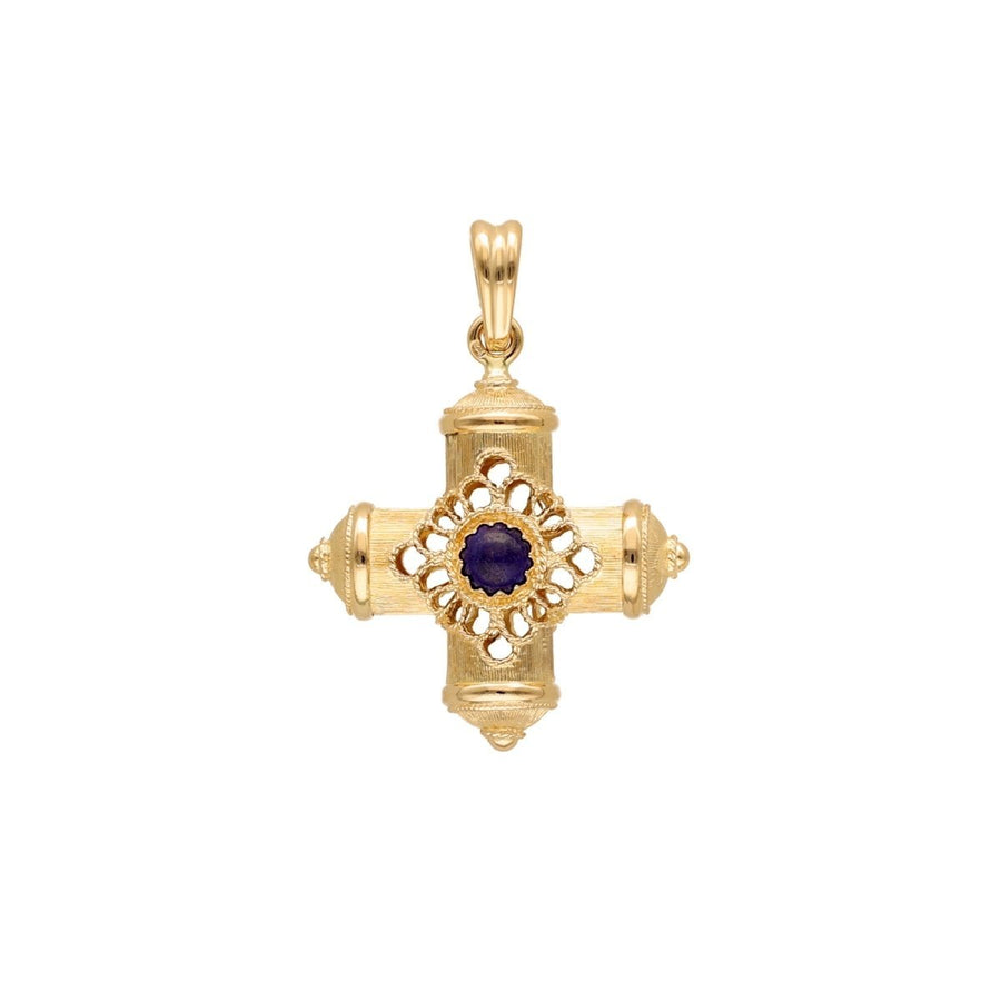 Cruz de oro de 19 kl con piedra azul (2