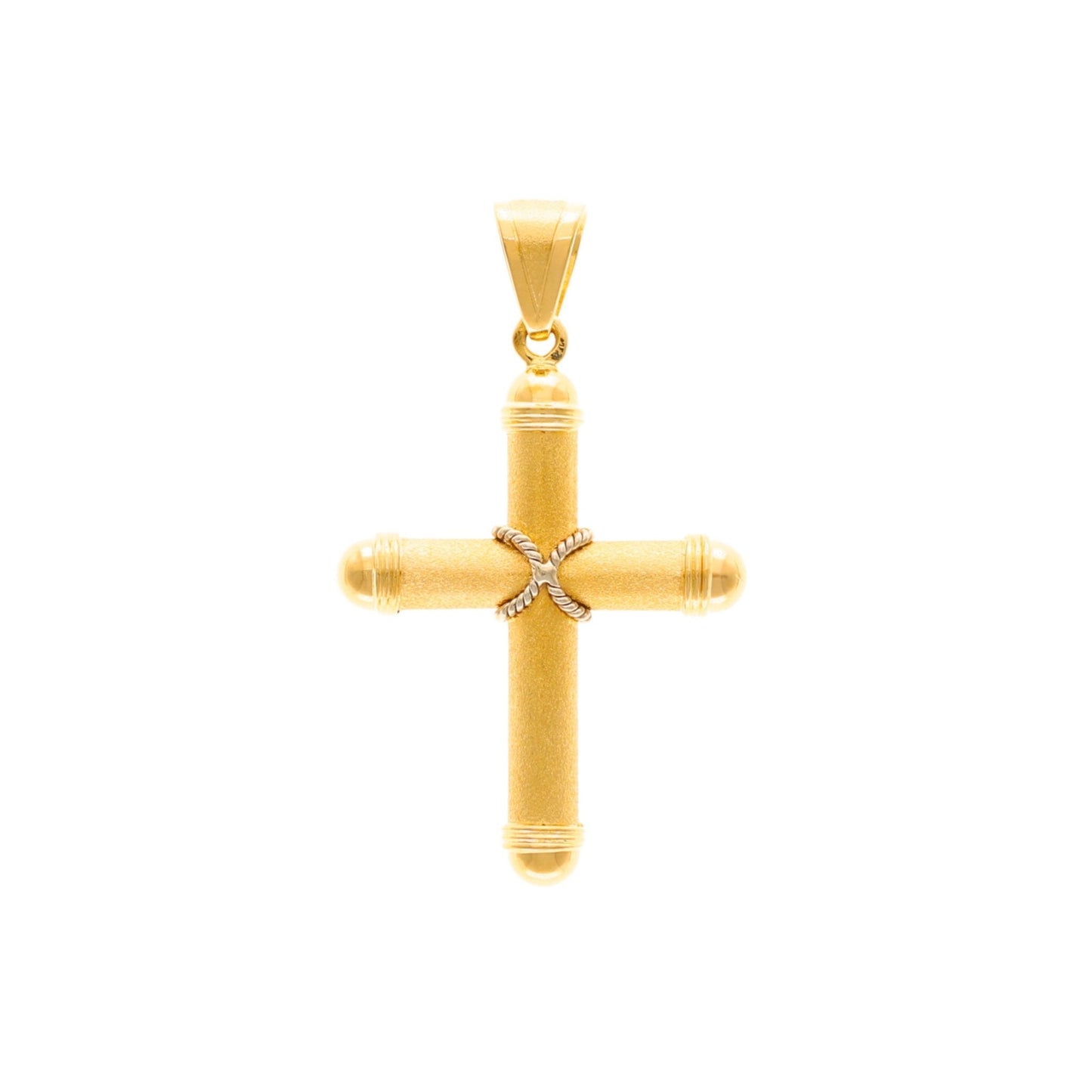 Cruz Escovada em Ouro 19kl com Corda (4cm) - Loja do Ouro