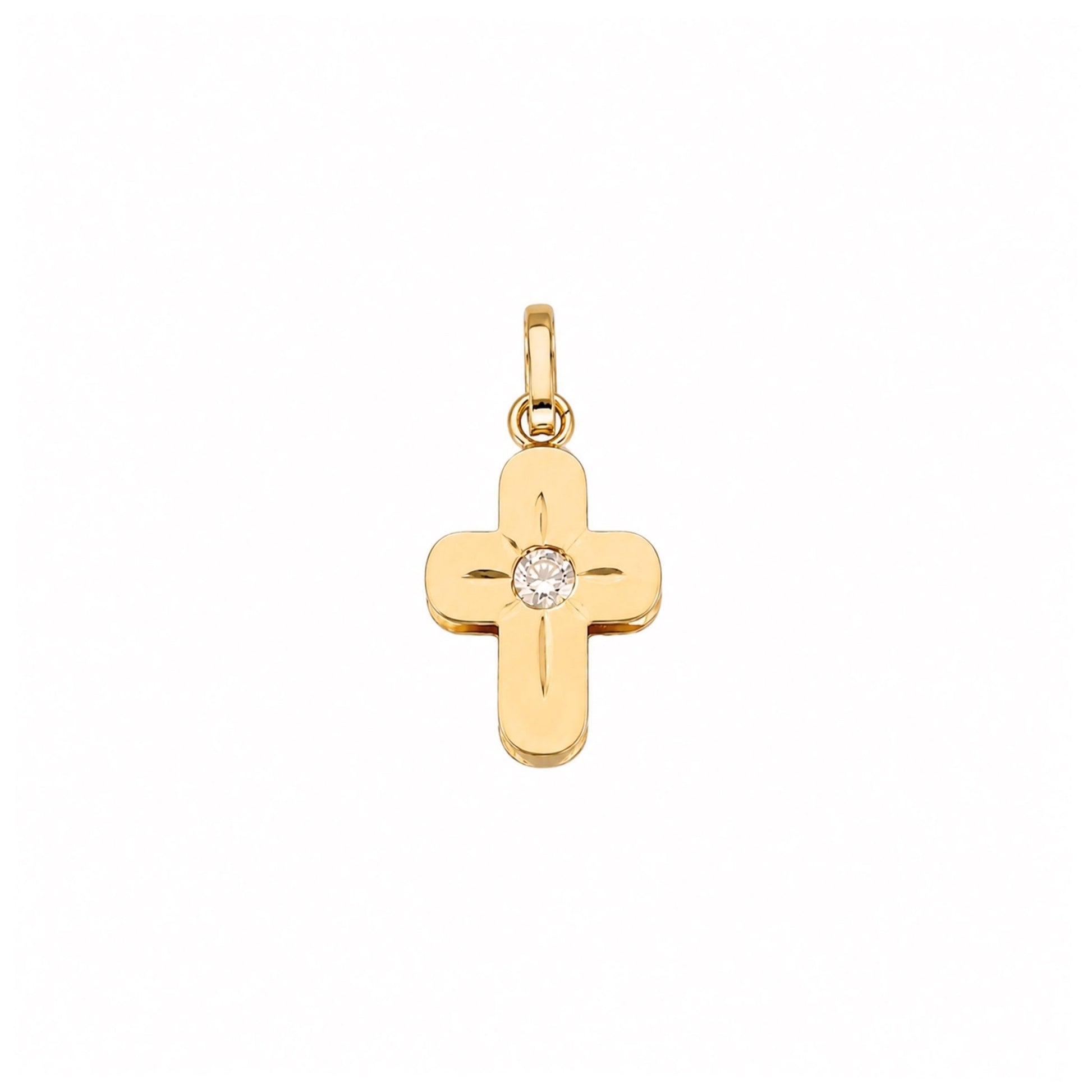 Cruz Escovada em Ouro 19kl com Zircónia (2.11cm) - Loja do Ouro