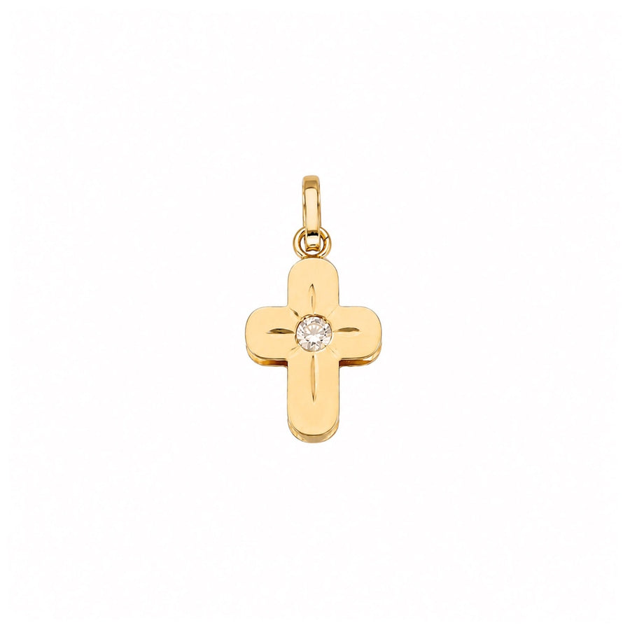 Cruz Escovada em Ouro 19kl com Zircónia (2.11cm) - Loja do Ouro